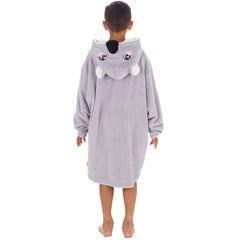 Boys Grey Koala Oversized Blanket Fleece Hoodie with Pockets