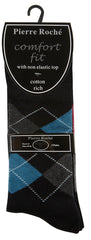 Mens Argyle Pattern Non Elastic Socks Blue