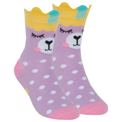 Girls 1 Pair Novelty Cartoon Design Socks Bear Purple