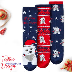 Womens Cotton Rich Novelty Christmas Design Socks 3 Pairs Stars