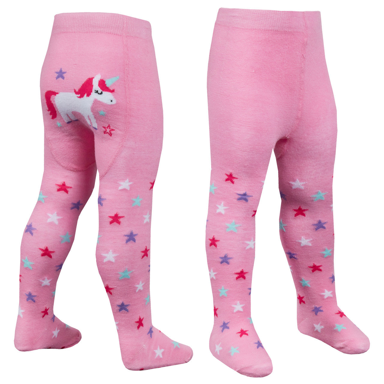 Baby Girls Tights with Anti Slip Grips 1 Pair - Pink Unicorn