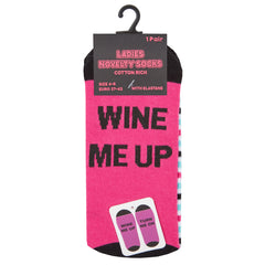 Womens Novelty Funny Slogan Socks Pink Wine