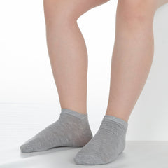 Kids Boys Girls 6 Pairs Plain Bamboo Trainer Liner Ankle Socks Grey