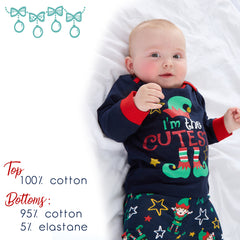 Baby Christmas Long Sleeved Matching Pyjamas Family Lounge Sets Navy