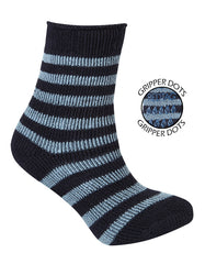 Boys Extreme Thermal Socks Striped With Grippers Tog 2.45 Navy