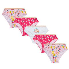 Girls Novelty Design Underwear Briefs Pink - 5 Pack