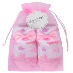 Baby Girls Novelty Printed Socks With Organza Bag Ditsy