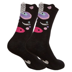 Womens Animals Cute Funny Odd Novelty Socks 1 Pair Unicorn Black