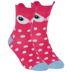 Girls 1 Pair Novelty Cartoon Design Socks Owl Pink