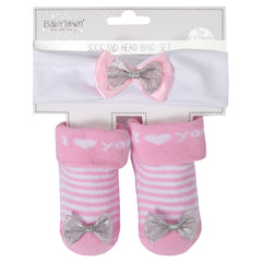 Baby Girls Novelty Socks And Matching Headband Set Stripe