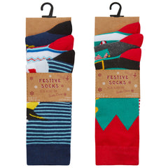 Mens Novelty Multipack Christmas Socks Penguin Elf