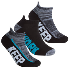 Boys Trainer Liner Keep up Keep fit Low Cut Ankle Socks 3 Pairs- Blue