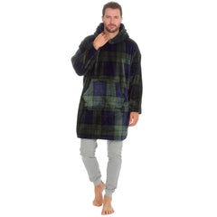 Mens Fleece Longline Oversized Hoodie One Size Green