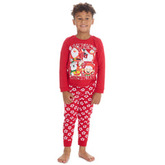 Kids Christmas Long Sleeved Merry Pyjamas Family Lounge Sets Red