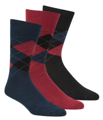 Mens Argyle Pattern Non Elastic Socks Red