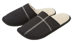 Men's Sherpa Lined Memory Foam Mule Slip On Slippers Black