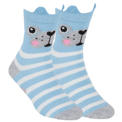 Girls 1 Pair Novelty Cartoon Design Socks Dog Blue