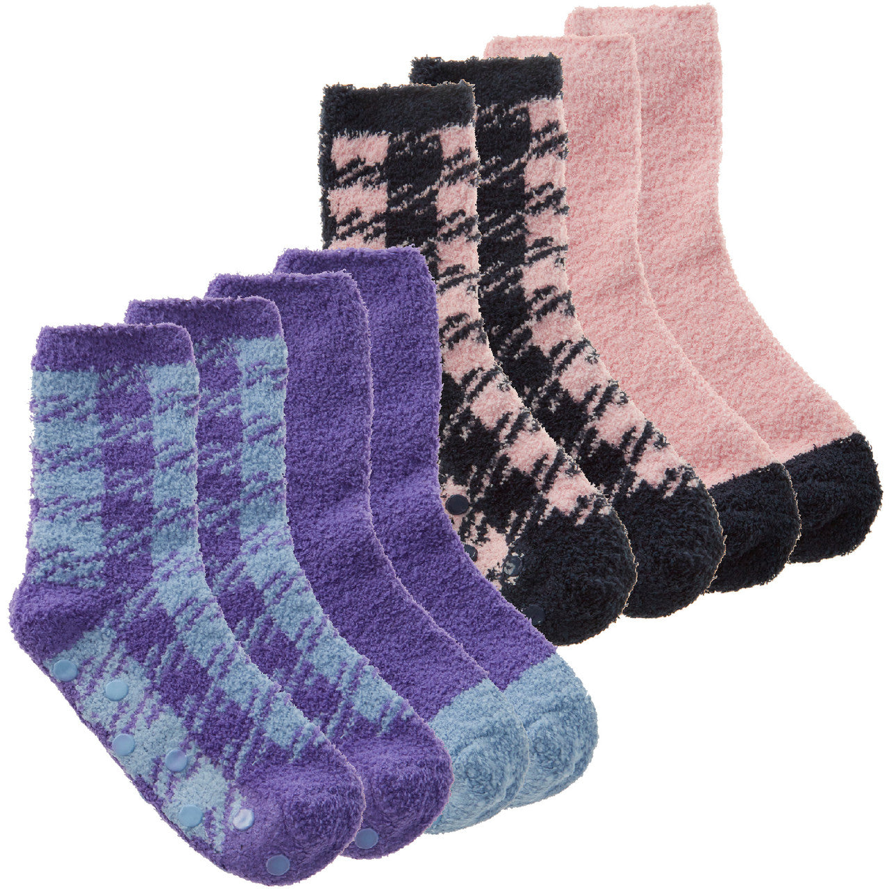 Ladies Fluffy Bed Shepherd Check Winter Lounge Socks