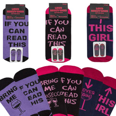 Womens Funny Novelty Slogan Design Mid Calf Socks