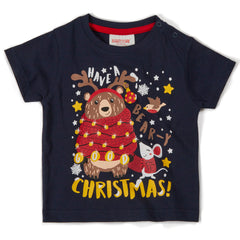 Baby Christmas Short Sleeved T-Shirt Navy