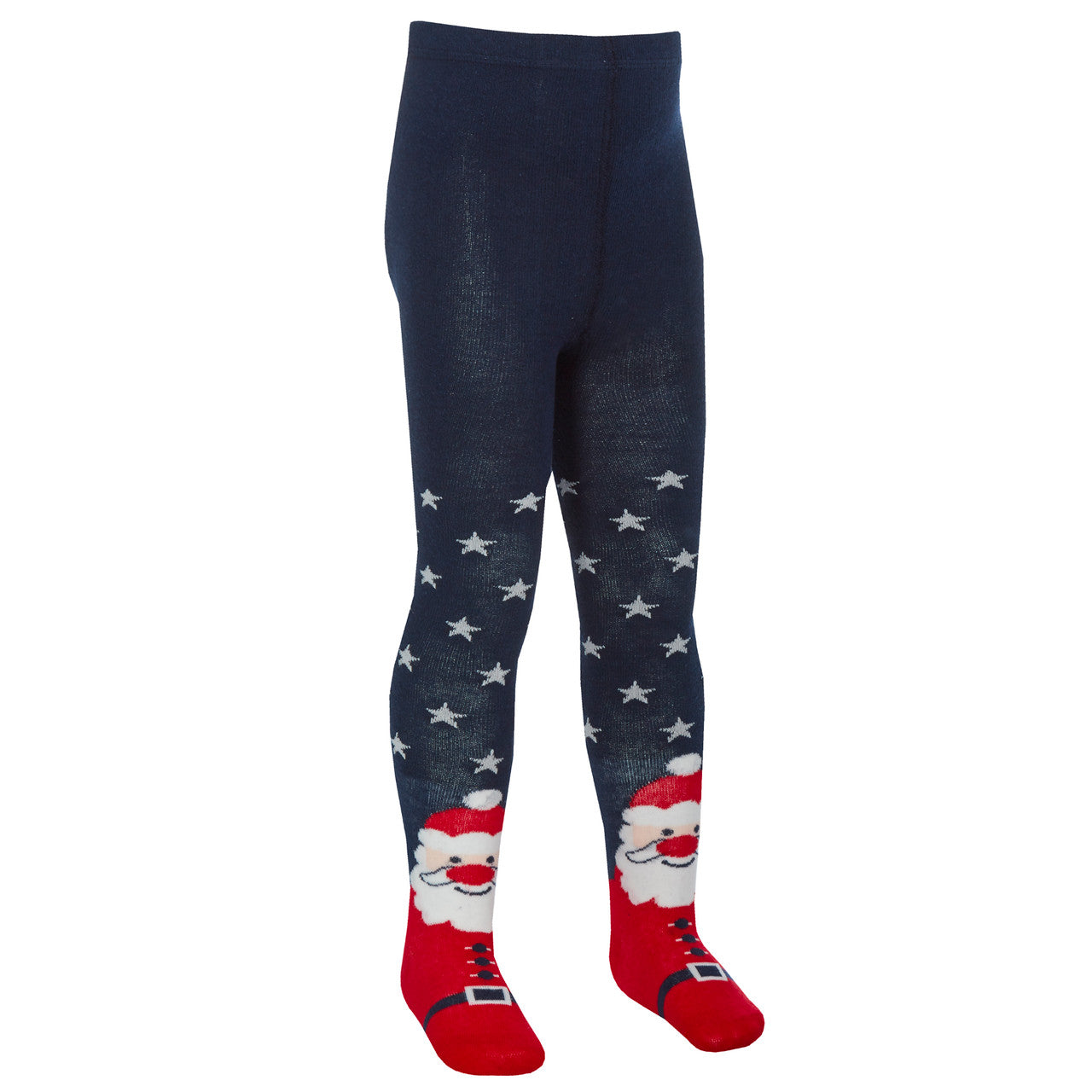 Infant Cotton Rich Novelty Christmas Design Tights Navy