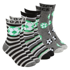 Boys Bamboo Crew Novelty Football Socks Grey - 3 Pairs