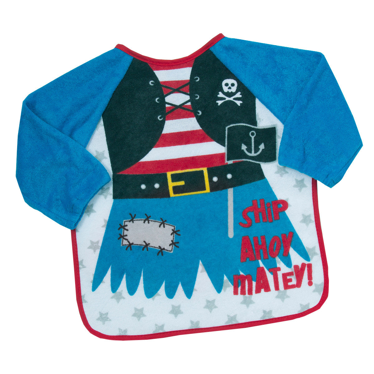 Baby Boys Girls Toddler Terry Bib Feeding Long Sleeve Pirate Themed