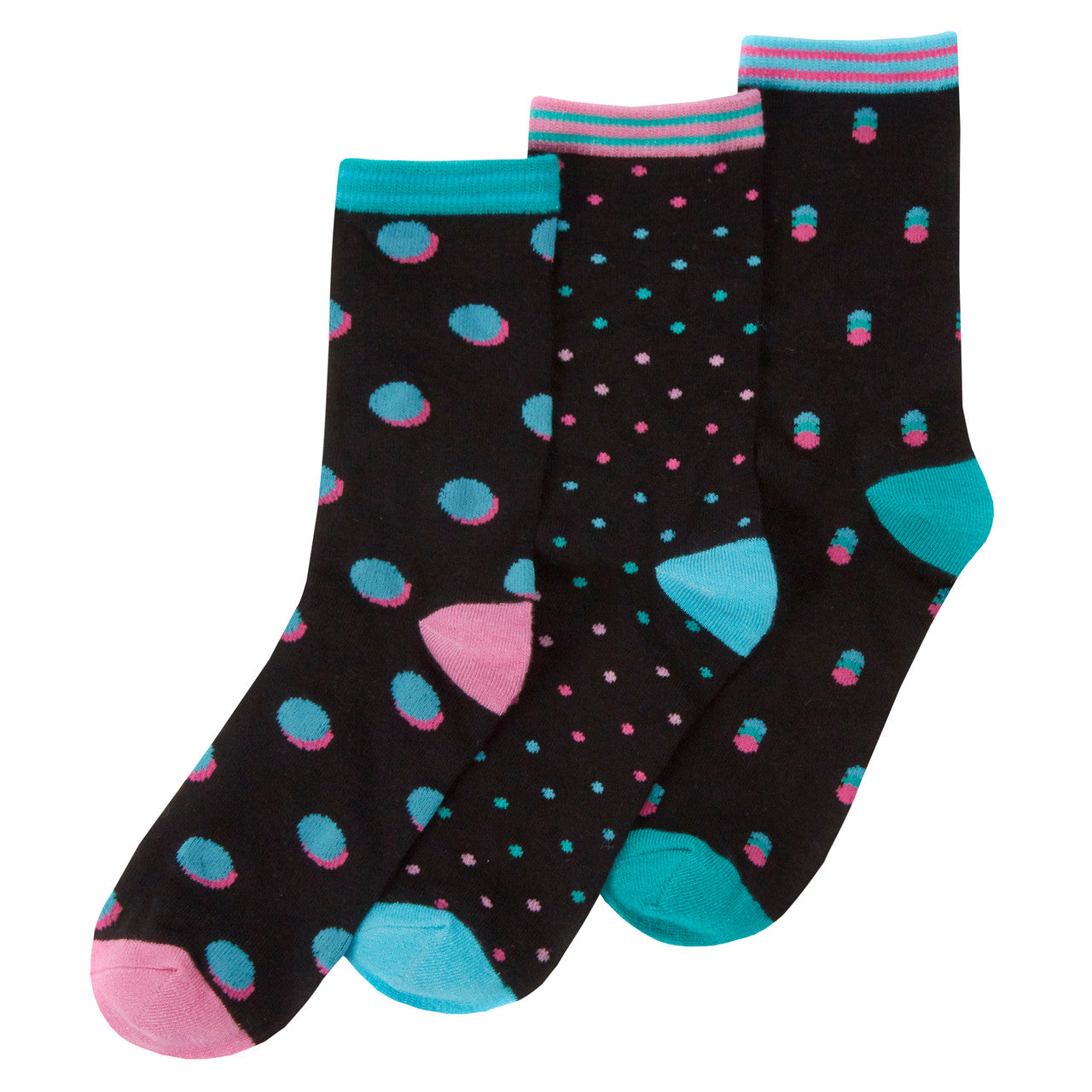 Ladies Novelty Bamboo Crew Socks Geometric Patterned Mid Calf Socks Black