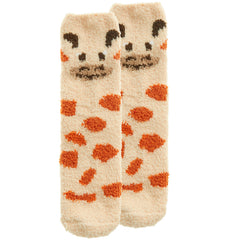 Womens Fluffy Bed Animal Printed Cosy Socks with Grippers