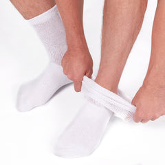 Mens Cushioned Diabetic Non Elastic Socks White