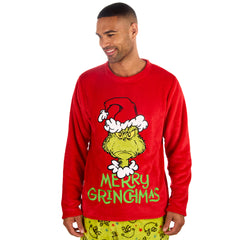 Mens Christmas Grinch Snuggle Fleece Pyjama Set