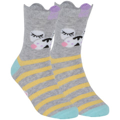 Girls 1 Pair Novelty Cartoon Design Socks Dog Grey