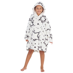 Girls Stars Printed Oversized Blanket Fleece Hoodie with Pockets