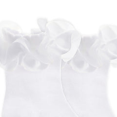 Baby Girls Socks With Decorative Frill White Satin - 1 Pair