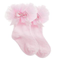 Baby Girls Socks With Decorative Frill Pink Tutu - 1 Pair