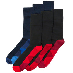 Mens Novelty Bamboo Comfort Fit Top Footbed Crew Socks Sole Pattern Mid Calf Socks 6 Pairs