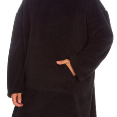 Mens Snuggle Fleece Oversized Hoodie Lounge Top One Size Black