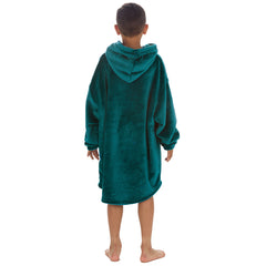 Boys Shimmering Teal Oversized Blanket Plush Fleece Hoodie with Pockets