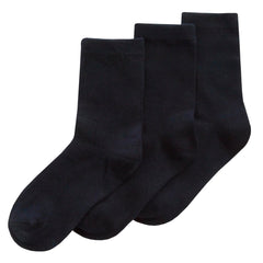 Unisex Girls Boys School Socks 3 Pairs Black