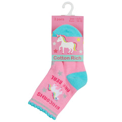 Baby Girl Socks Scallop Edge Toddler Socks Unicorns Are Real - 3 Pairs