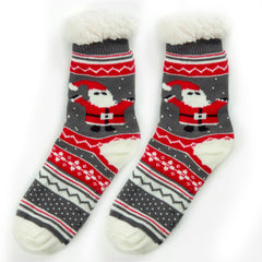 Womens Cosy Chunky Chirstmas Lounge Socks with Non Slip Grippers Santa