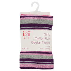 Girls Stripped Tights 1 Pair - Purple Stripes