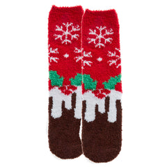 Womens Warm Fluffy Christmas Festive Design Bed Winter Socks