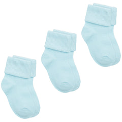 Baby Boys Turn Over Top Tot Socks Blue - 3 Pairs