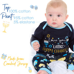 Baby Chanukah Long Sleeved Matching Pyjamas Family Lounge Sets Navy