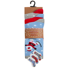 Womens 3 Pairs Novelty Christmas Mid Calf Socks