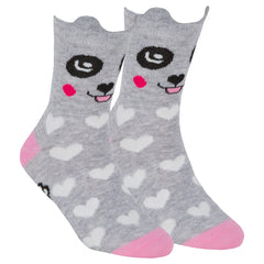 Girls 1 Pair Novelty Cartoon Design Socks Panda Grey