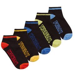 Boys Girls Monday To Friday Trainer Liner Socks Black - 5 Pairs