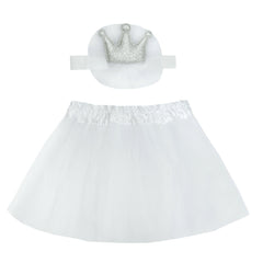Baby Girls Queen Princess Headband Elastic Tutu Skirt Dress Set White