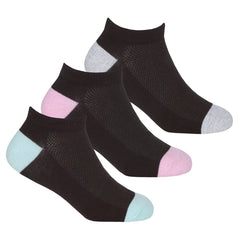 Girls Trainer Liner Socks Black 3 Pairs